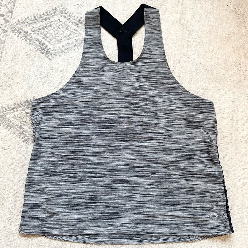 Champion size medium, athletic Tank super cute Y elastic straps and back gray